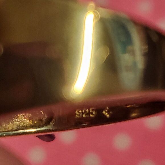 Iolite & Diamond Accent Trilogy Gold Vermeil/ Sterling Ring - Picture 6 of 7